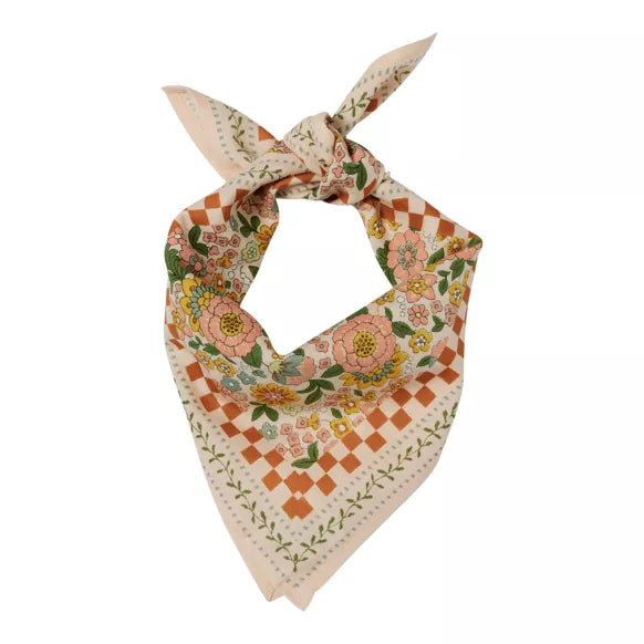 Foulard imprimé "Fleurs Indiennes" Amaia rose corail enfant