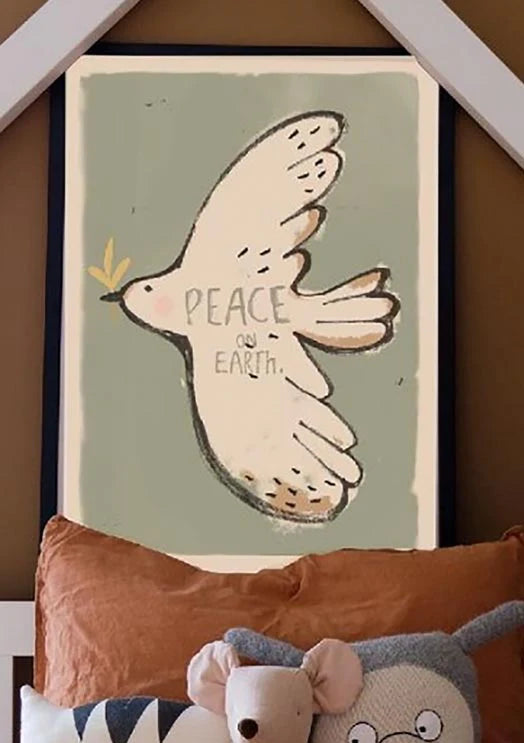 GRANDE AFFICHE OISEAU " PEACE ON EARTH " STUDIOLOCO