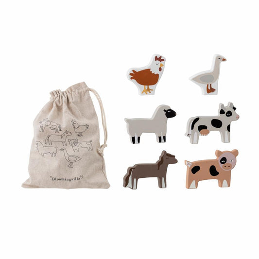 Lot de 6 petits animaux en bois